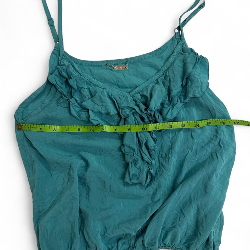 Ali & Kris Teal Ruffle Spaghetti Strap Tank - Picture 4 of 7